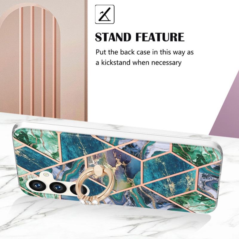 Etui Do Samsung Galaxy S24 5g Z Obniżonym Marmurowym Pierścieniem Podporowym