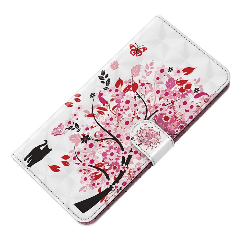 Etui Folio Do Samsung Galaxy S24 5g CZerwone Drzewo Z Paskiem