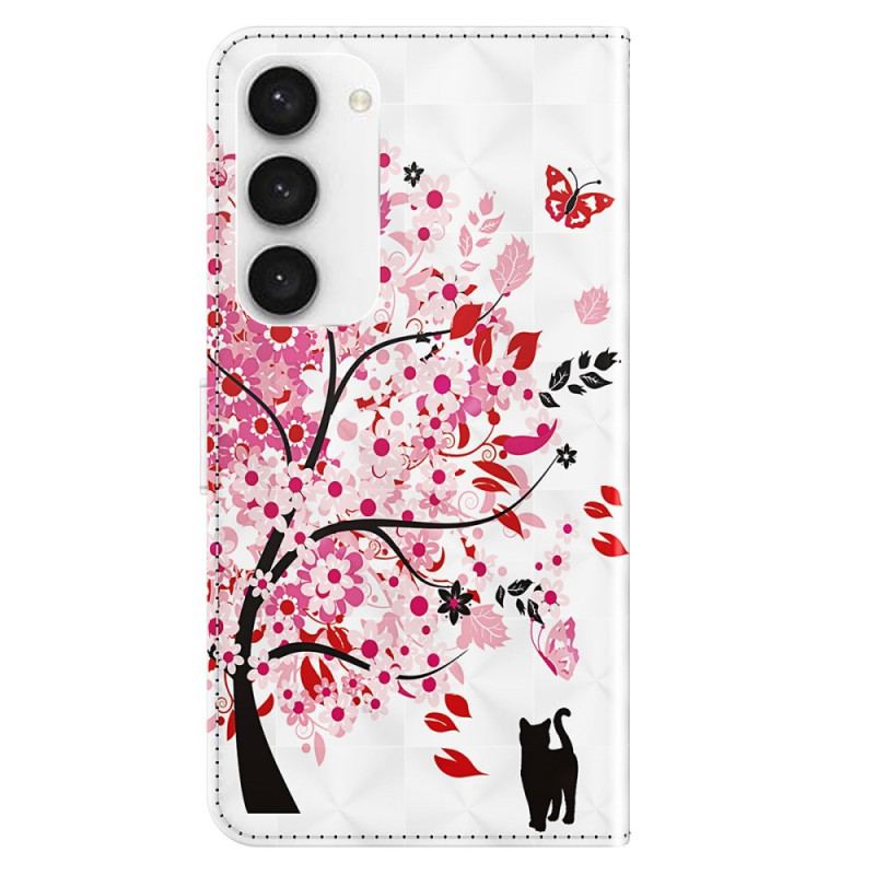 Etui Folio Do Samsung Galaxy S24 5g CZerwone Drzewo Z Paskiem