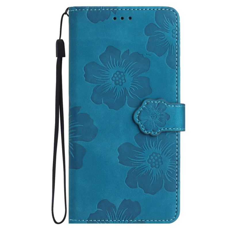 Etui Folio Do Samsung Galaxy S24 5g Drukowane Kwiaty Z Paskiem