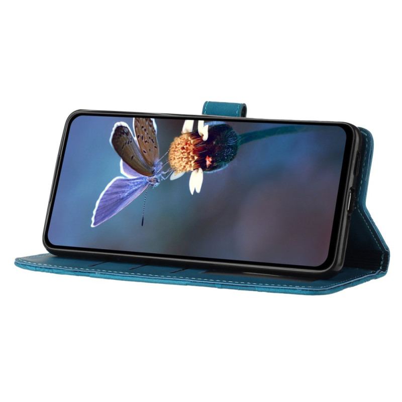 Etui Folio Do Samsung Galaxy S24 5g Drukowane Kwiaty Z Paskiem