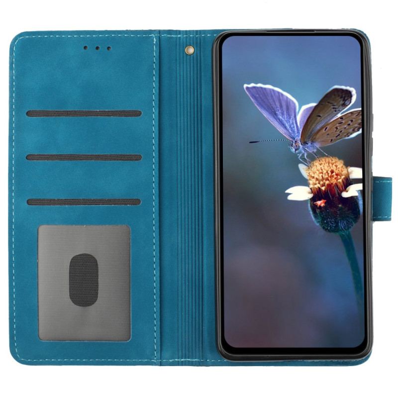 Etui Folio Do Samsung Galaxy S24 5g Drukowane Kwiaty Z Paskiem