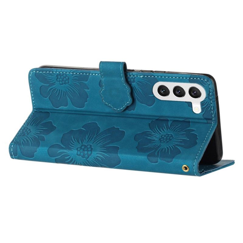 Etui Folio Do Samsung Galaxy S24 5g Drukowane Kwiaty Z Paskiem