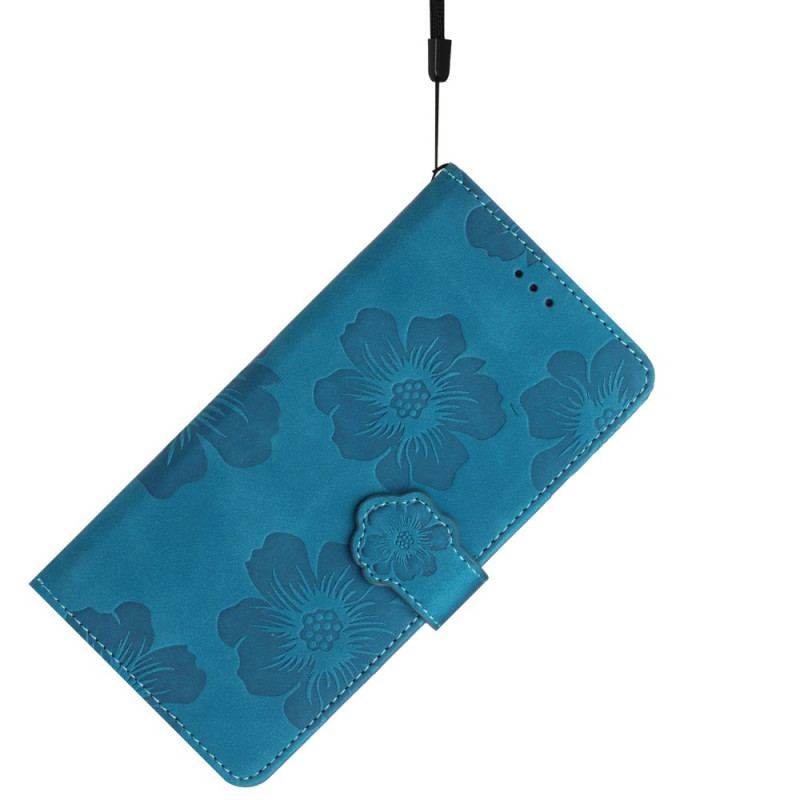 Etui Folio Do Samsung Galaxy S24 5g Drukowane Kwiaty Z Paskiem