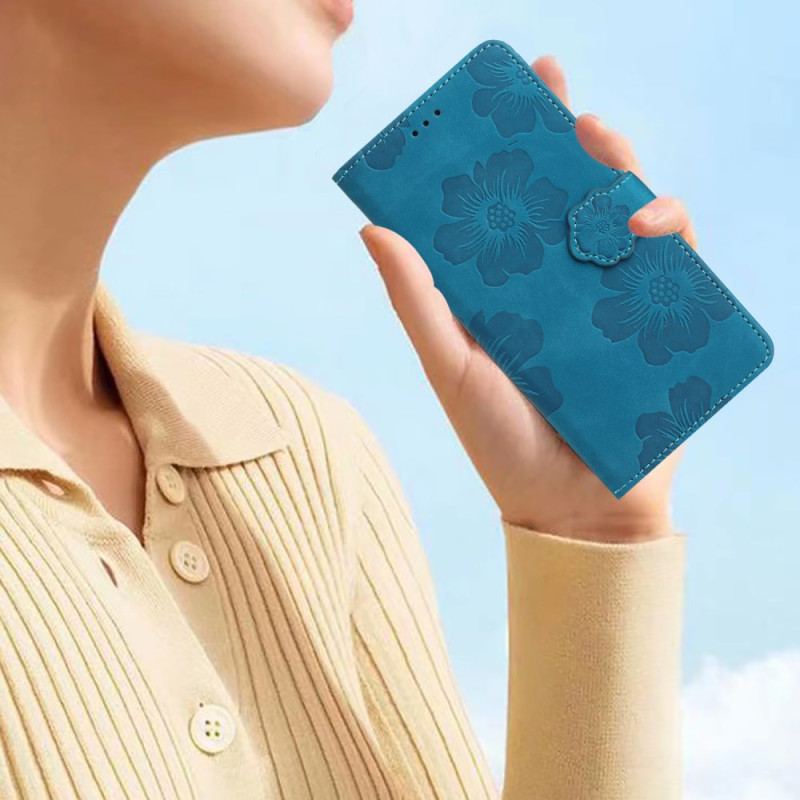 Etui Folio Do Samsung Galaxy S24 5g Drukowane Kwiaty Z Paskiem
