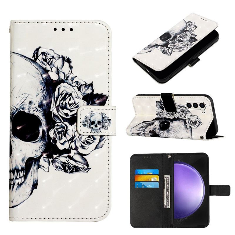 Etui Folio Do Samsung Galaxy S24 5g Kwiatowa CZaszka Z Paskiem