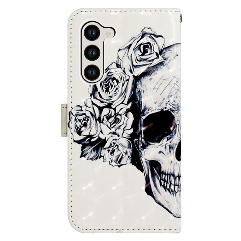 Etui Folio Do Samsung Galaxy S24 5g Kwiatowa CZaszka Z Paskiem