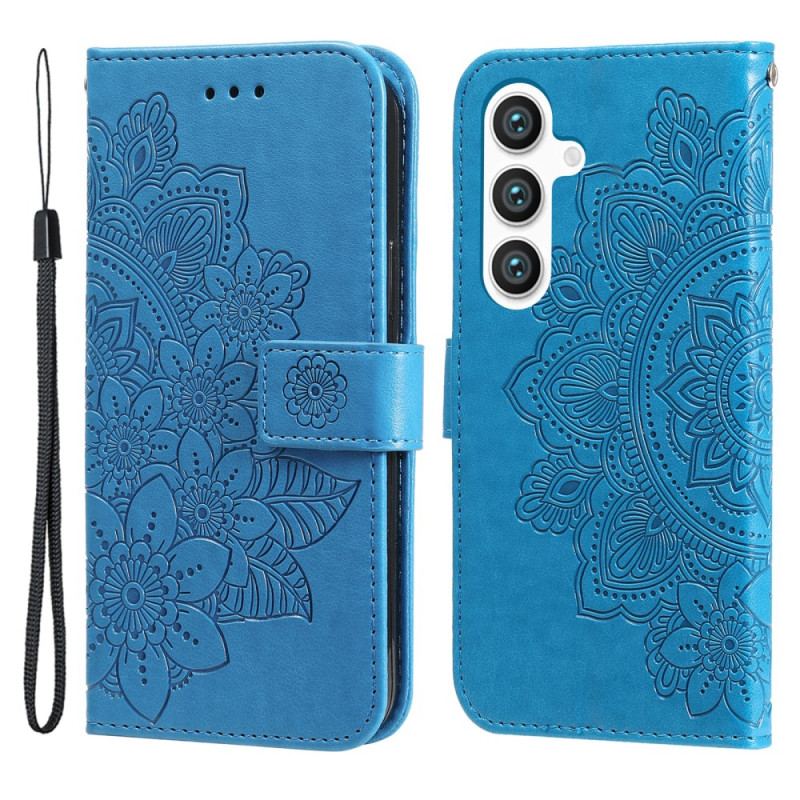 Etui Folio Do Samsung Galaxy S24 5g Kwiatowa Mandala Ze Smyczą
