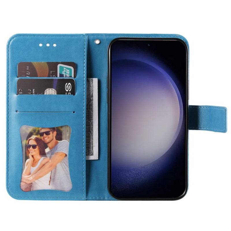 Etui Folio Do Samsung Galaxy S24 5g Kwiatowa Mandala Ze Smyczą