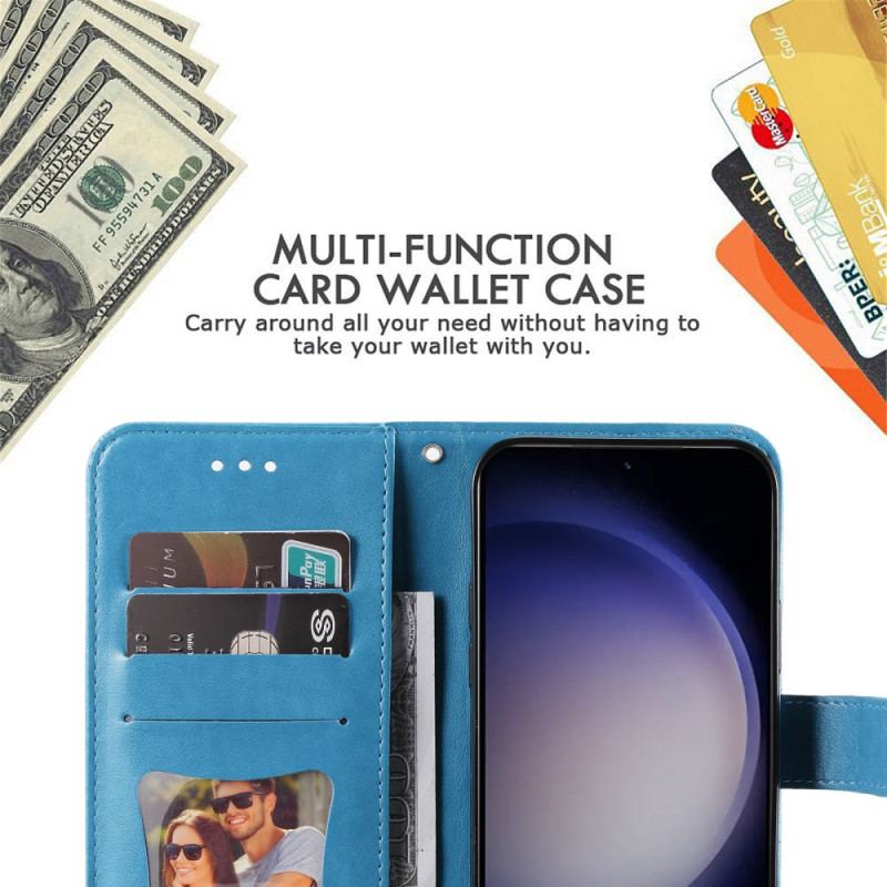 Etui Folio Do Samsung Galaxy S24 5g Kwiatowa Mandala Ze Smyczą