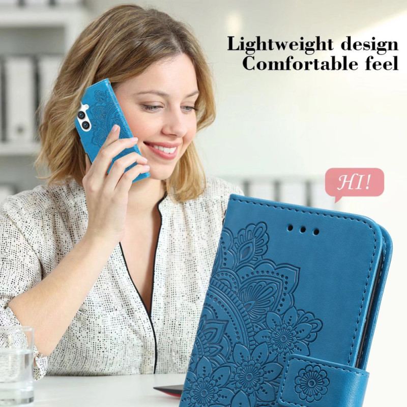 Etui Folio Do Samsung Galaxy S24 5g Kwiatowa Mandala Ze Smyczą