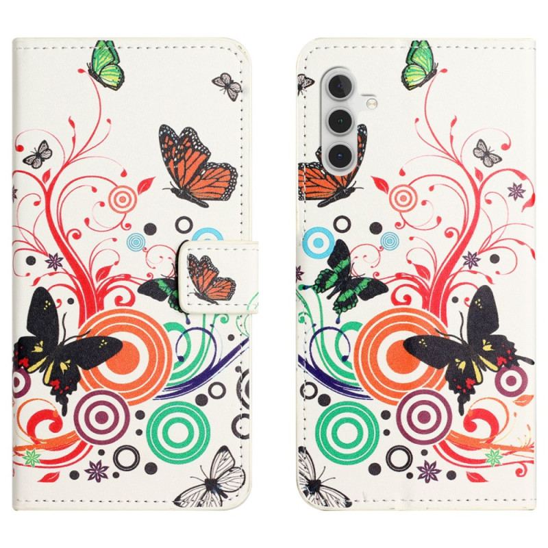 Etui Folio Do Samsung Galaxy S24 5g Motyle Na Białym Tle