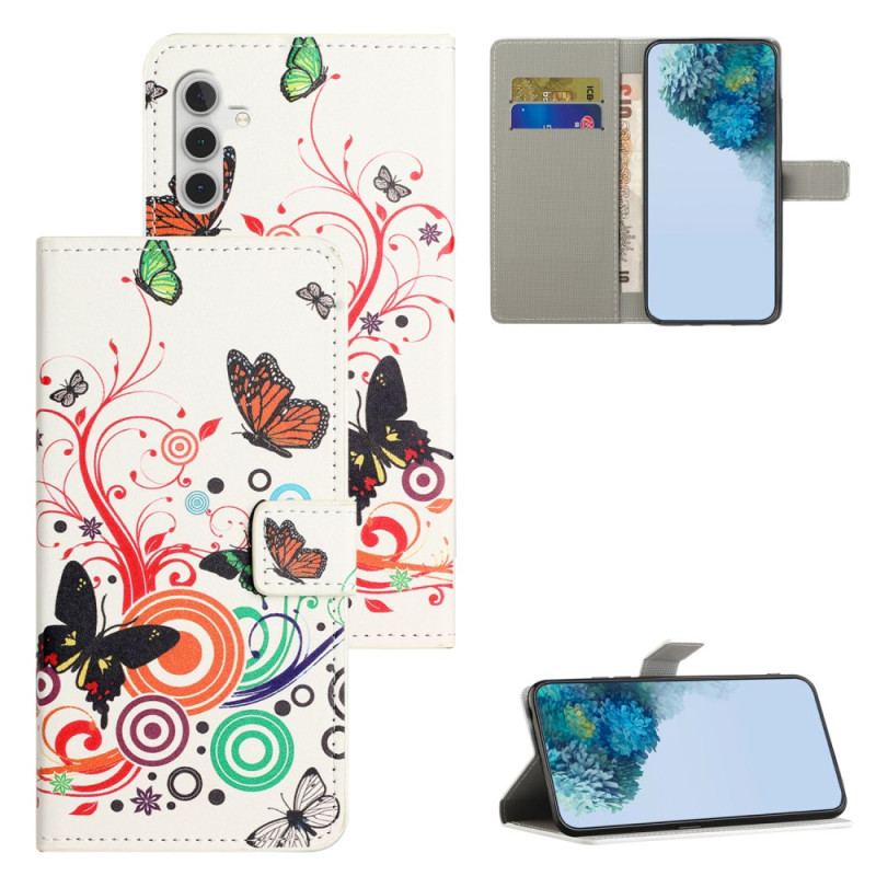 Etui Folio Do Samsung Galaxy S24 5g Motyle Na Białym Tle