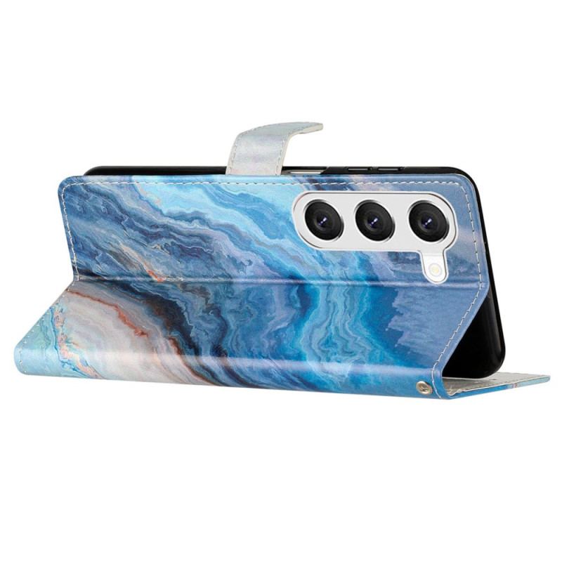 Etui Folio Do Samsung Galaxy S24 5g Niebieski Marmur W Lanire