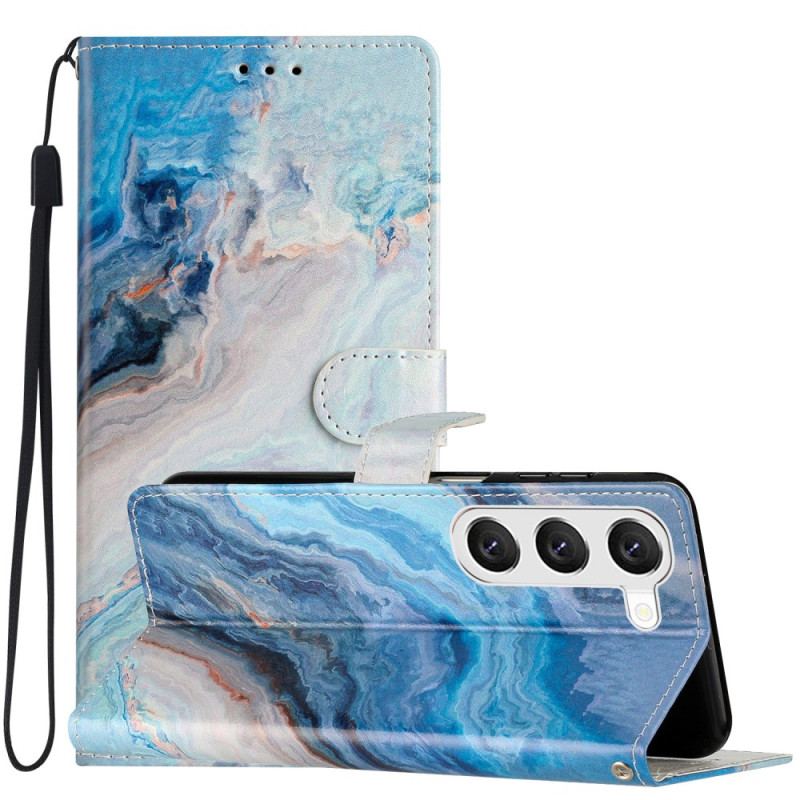 Etui Folio Do Samsung Galaxy S24 5g Niebieski Marmur W Lanire
