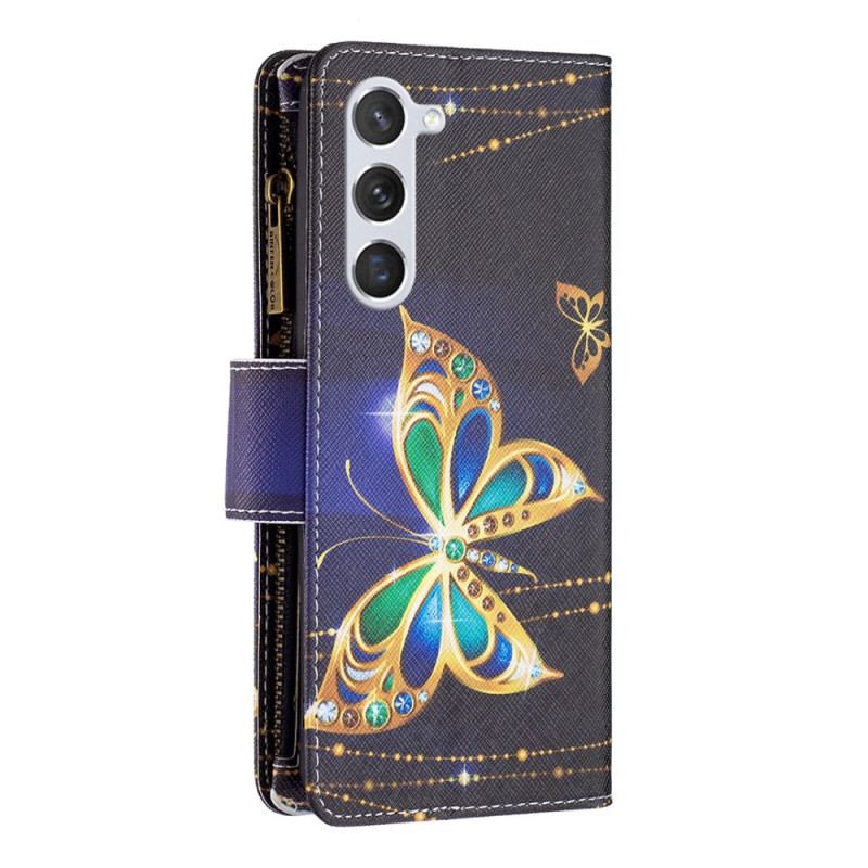 Etui Folio Do Samsung Galaxy S24 5g Portfel W Kształcie Motyli Z Kryształkami I Paskiem