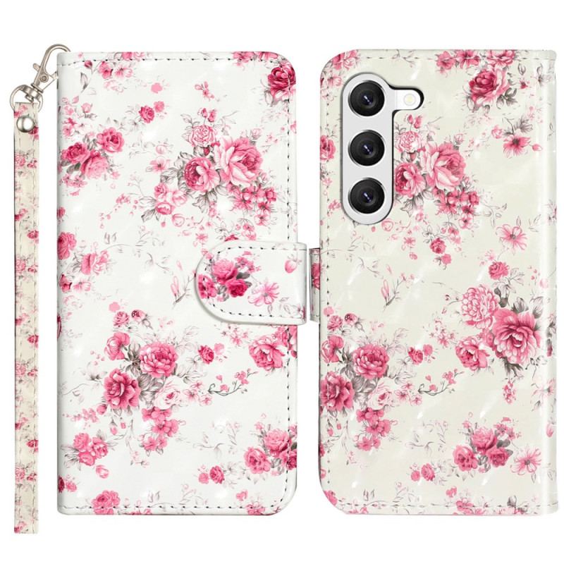 Etui Folio Do Samsung Galaxy S24 5g Róże Z Paskiem