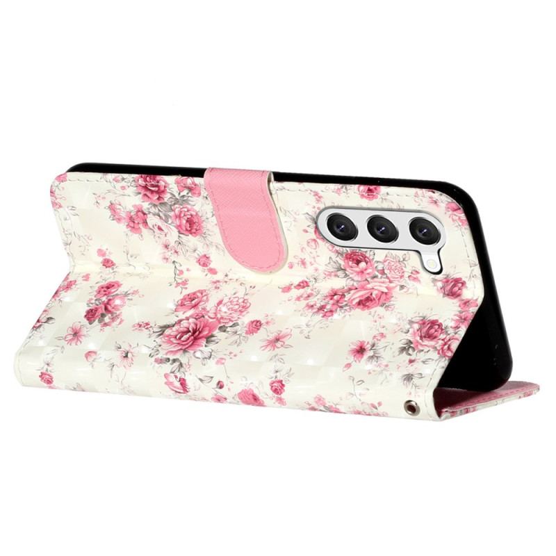 Etui Folio Do Samsung Galaxy S24 5g Róże Z Paskiem