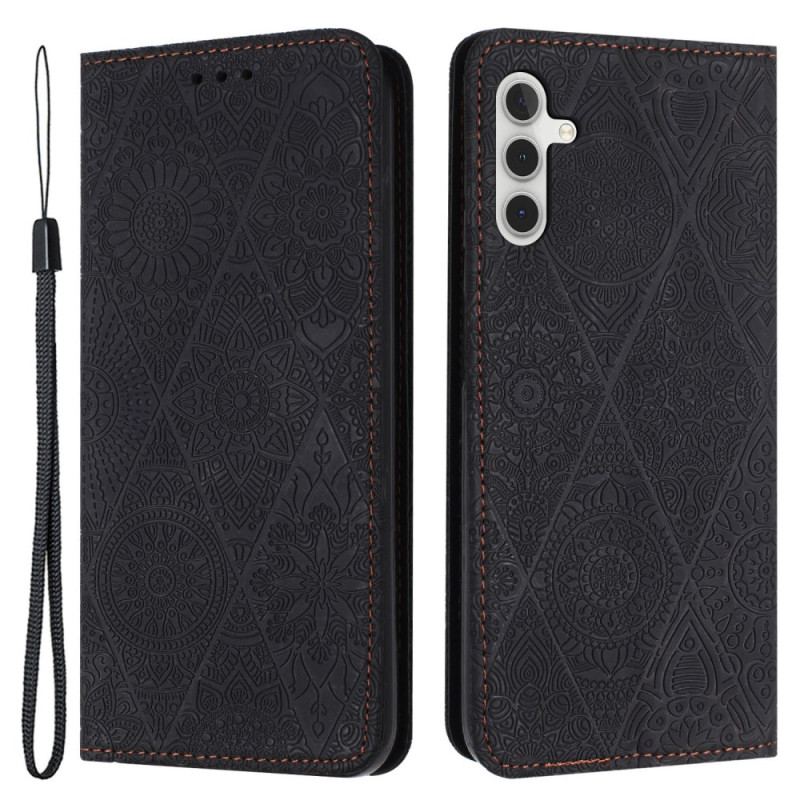 Etui Folio Do Samsung Galaxy S24 5g Styl Gobelinu Z Paskiem