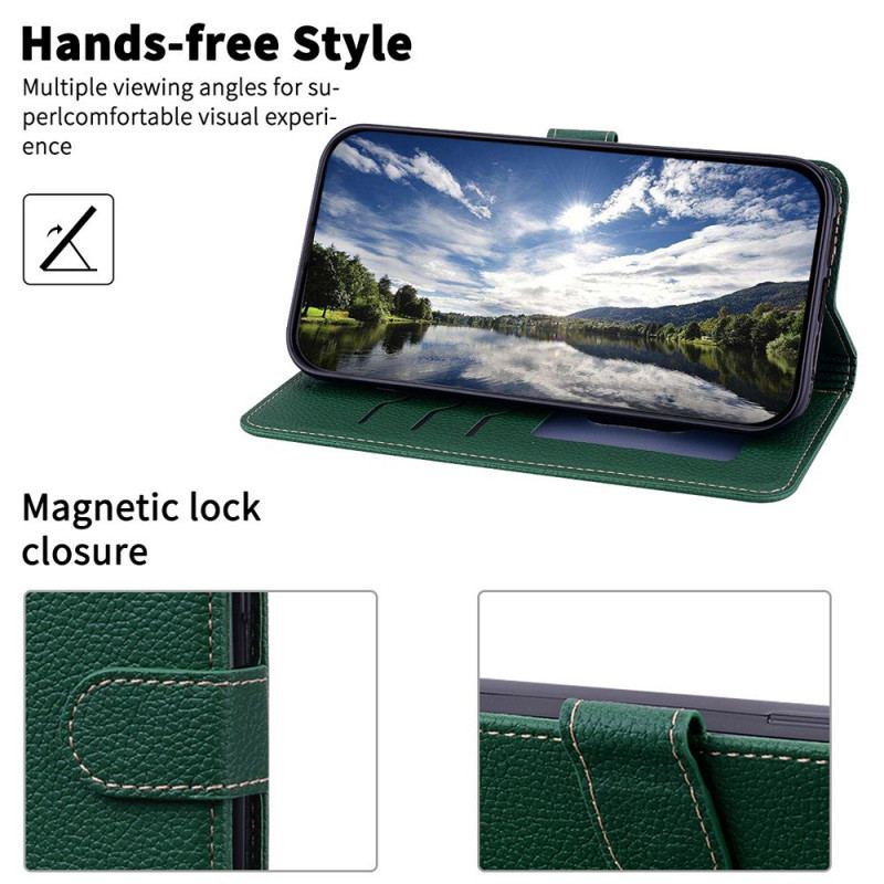 Etui Folio Do Samsung Galaxy S24 5g Sztuczna Skóra Litchi Z Paskiem