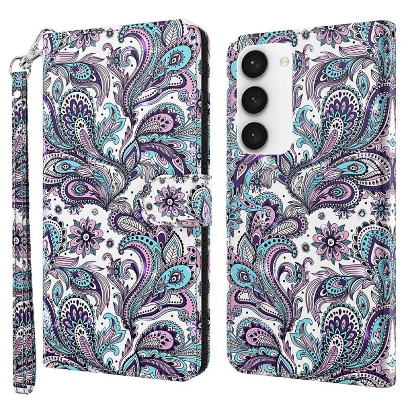 Etui Folio Do Samsung Galaxy S24 5g Wzór Paisley Z Paskiem