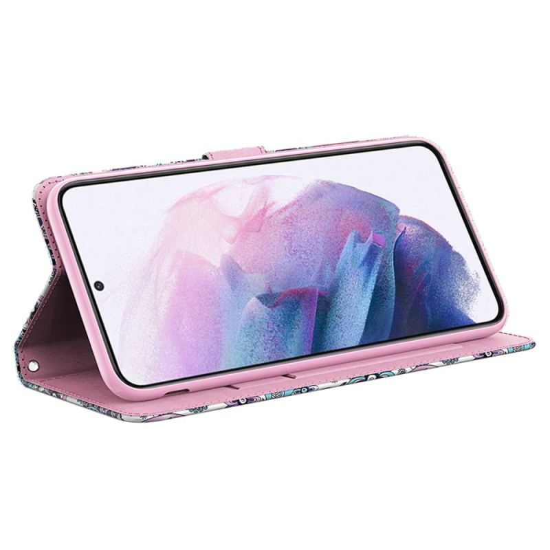 Etui Folio Do Samsung Galaxy S24 5g Wzór Paisley Z Paskiem