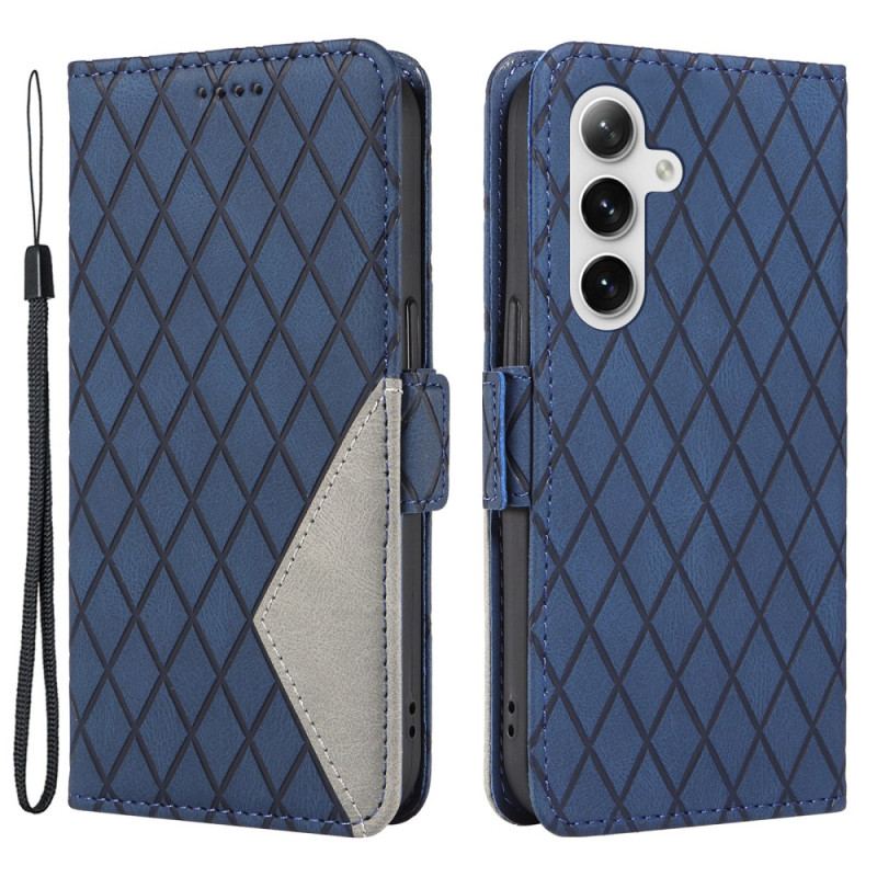Etui Folio Do Samsung Galaxy S24 5g Wzór W Romby Z Paskiem