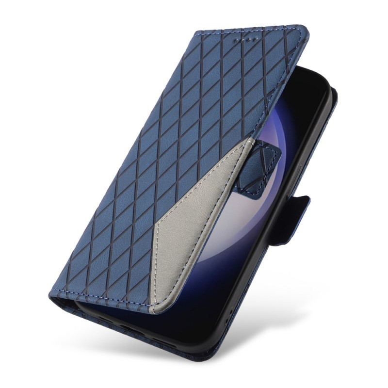 Etui Folio Do Samsung Galaxy S24 5g Wzór W Romby Z Paskiem