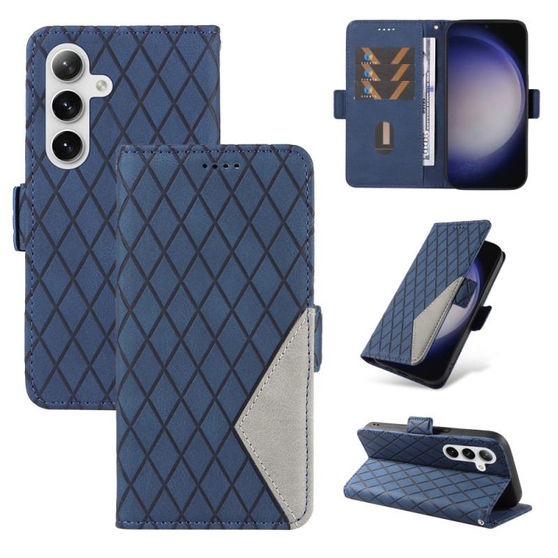 Etui Folio Do Samsung Galaxy S24 5g Wzór W Romby Z Paskiem