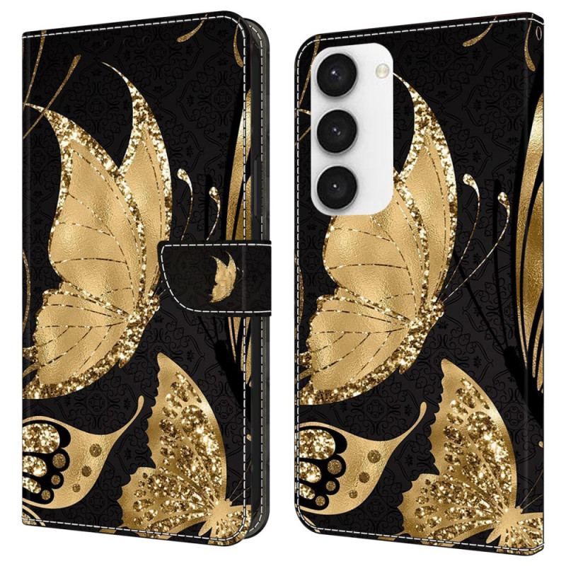 Etui Folio Do Samsung Galaxy S24 5g Złote Motyle