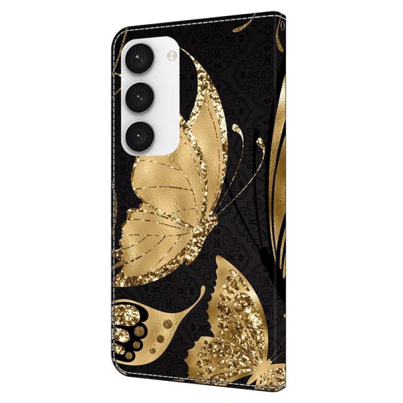 Etui Folio Do Samsung Galaxy S24 5g Złote Motyle
