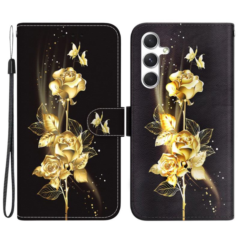 Etui Folio Do Samsung Galaxy S24 5g Złote Róże