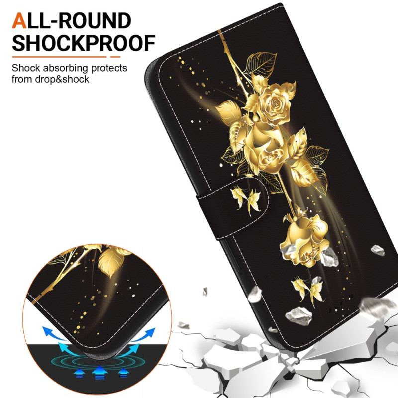 Etui Folio Do Samsung Galaxy S24 5g Złote Róże