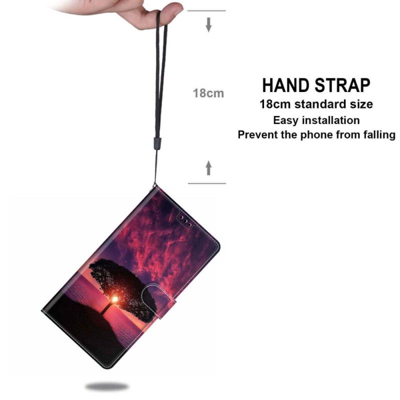 Etui Folio Samsung Galaxy S24 5g CZarne Drzewo O Zachodzie Słońca Z Paskiem