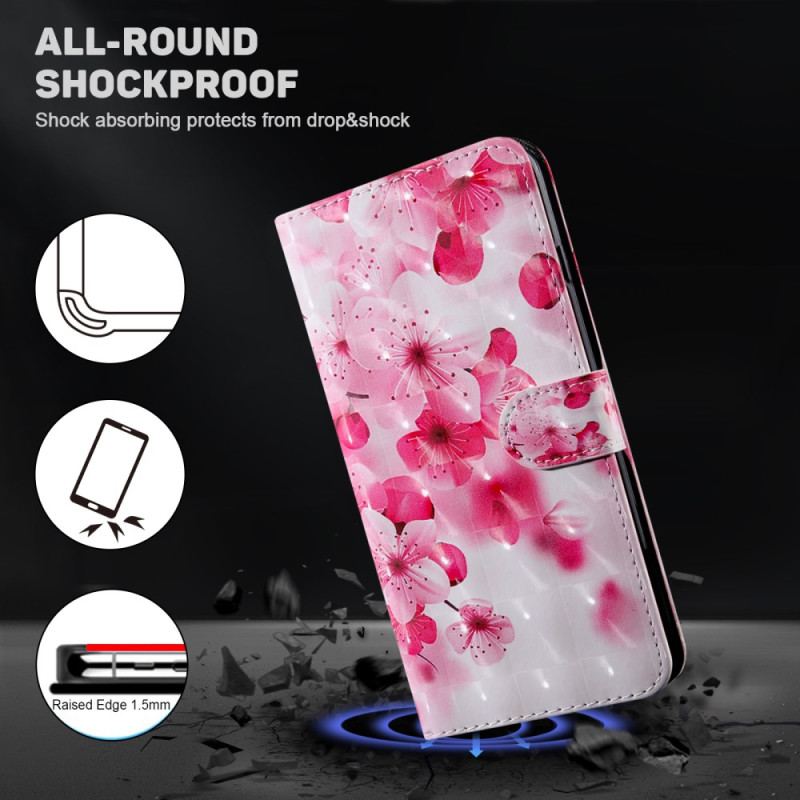 Etui Folio Samsung Galaxy S24 5g CZerwone Kwiaty Z Paskiem