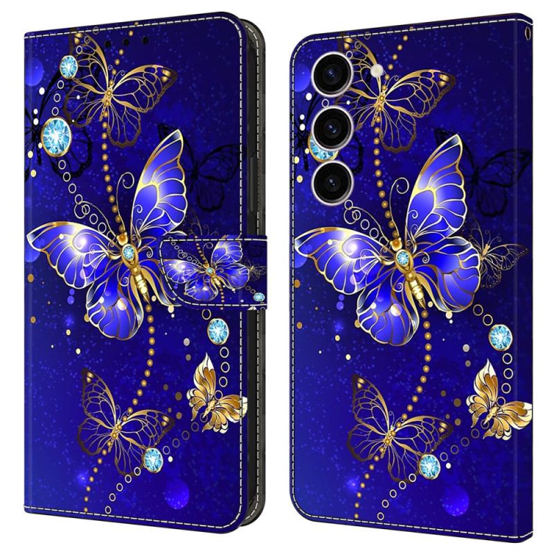 Etui Folio Samsung Galaxy S24 5g Diamentowe Motyle Etui Ochronne