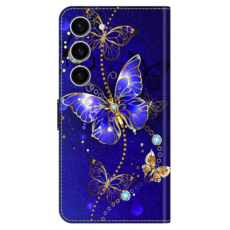 Etui Folio Samsung Galaxy S24 5g Diamentowe Motyle Etui Ochronne