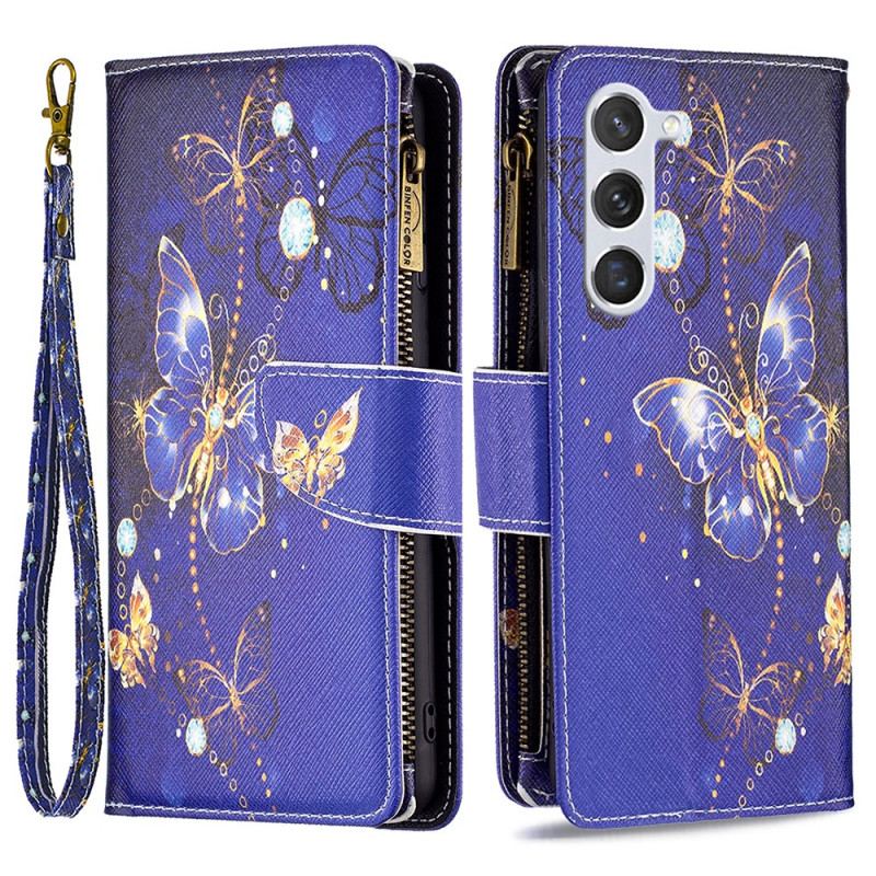 Etui Folio Samsung Galaxy S24 5g Fioletowy Portfel W Motyle Z Paskiem