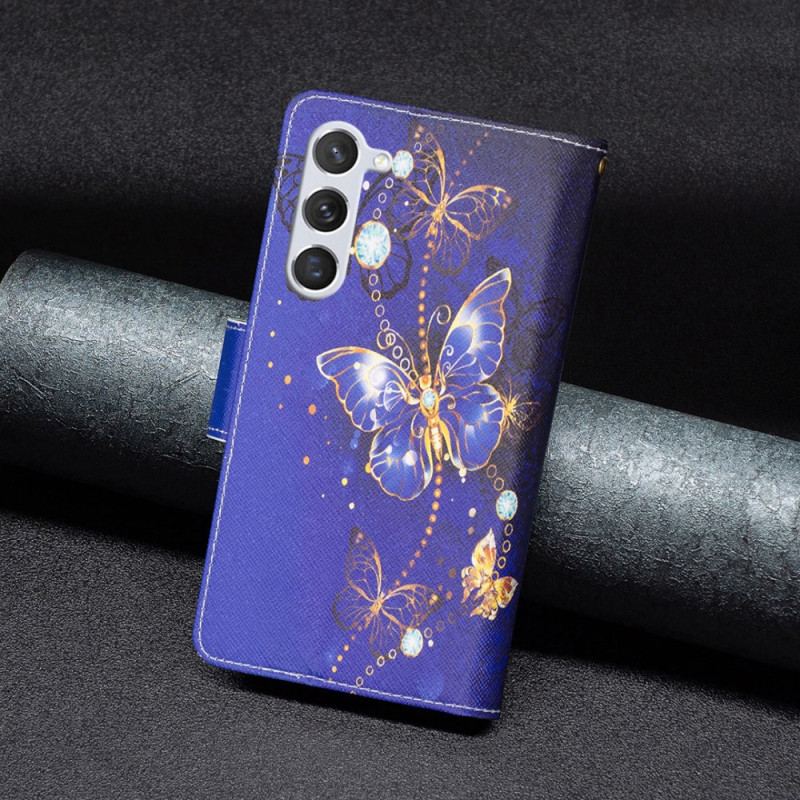 Etui Folio Samsung Galaxy S24 5g Fioletowy Portfel W Motyle Z Paskiem