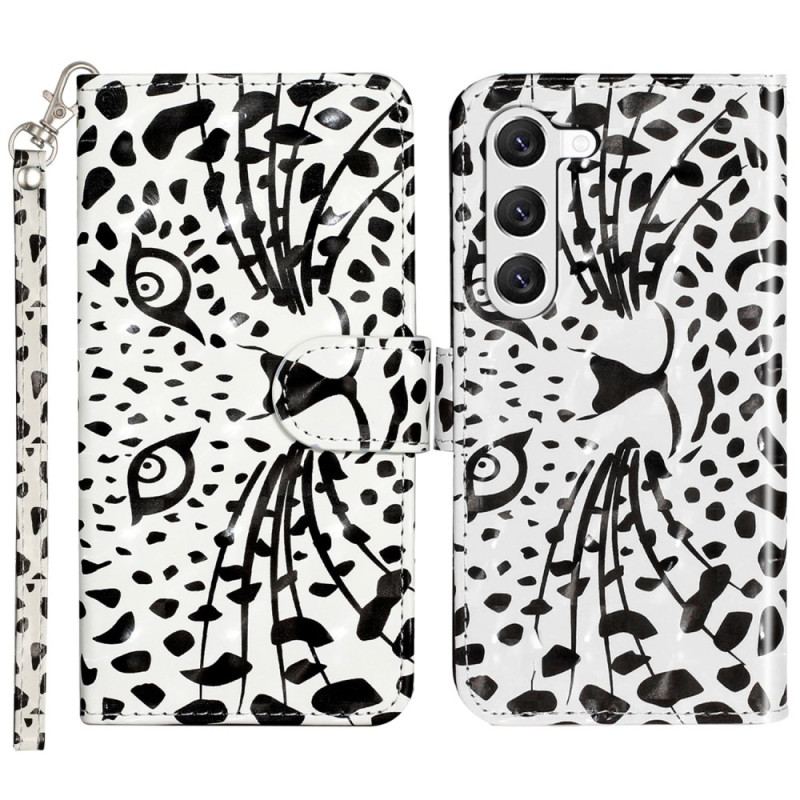 Etui Folio Samsung Galaxy S24 5g Głowa Lamparta Ze Smyczą Etui Ochronne