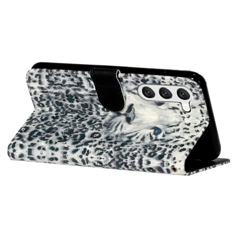 Etui Folio Samsung Galaxy S24 5g Głowa Lamparta Ze Smyczą Etui Ochronne