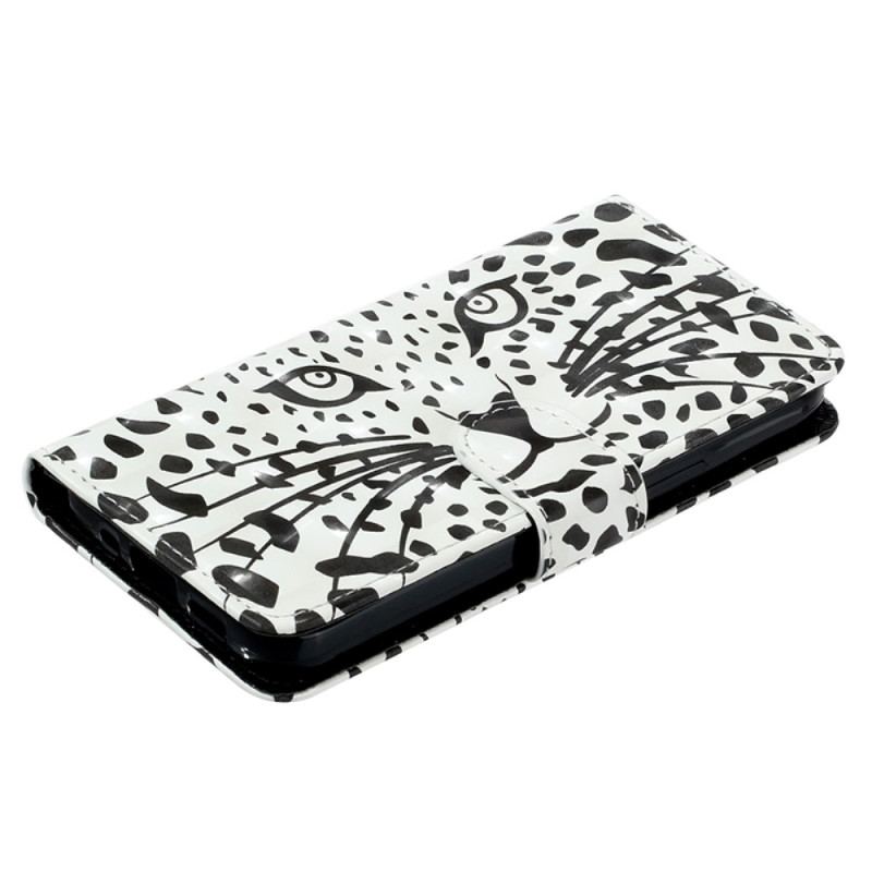 Etui Folio Samsung Galaxy S24 5g Głowa Lamparta Ze Smyczą Etui Ochronne