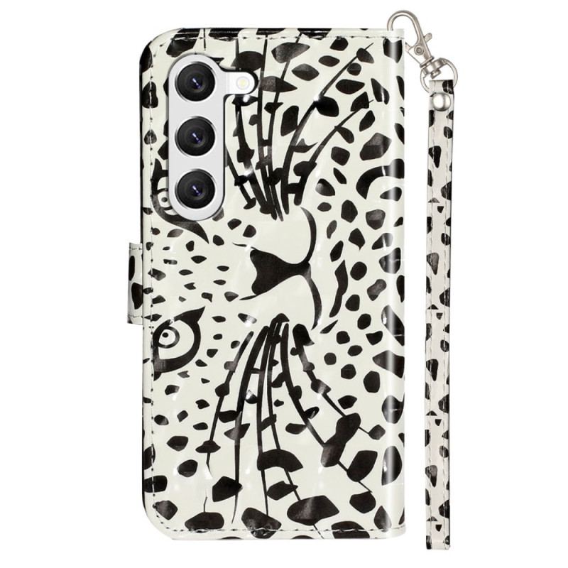 Etui Folio Samsung Galaxy S24 5g Głowa Lamparta Ze Smyczą Etui Ochronne