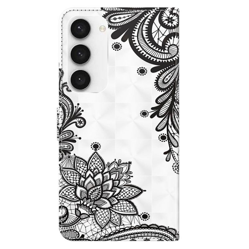 Etui Folio Samsung Galaxy S24 5g Koronkowy Kwiatek Z Paskiem