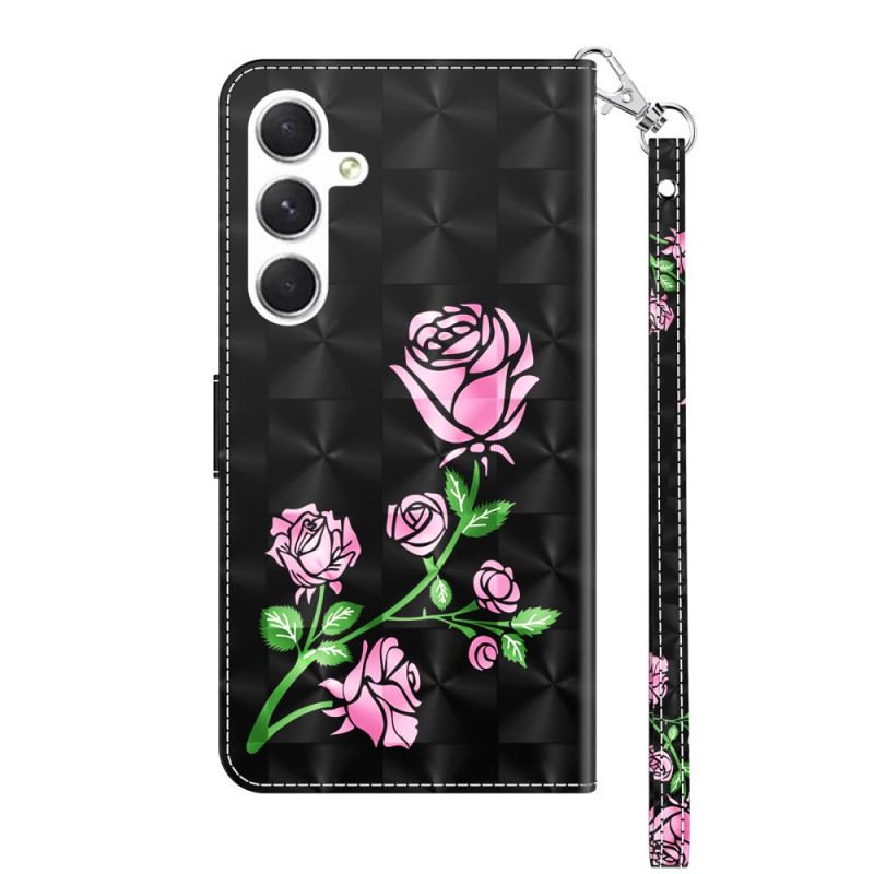 Etui Folio Samsung Galaxy S24 5g Kwiaty Róży Z Paskiem