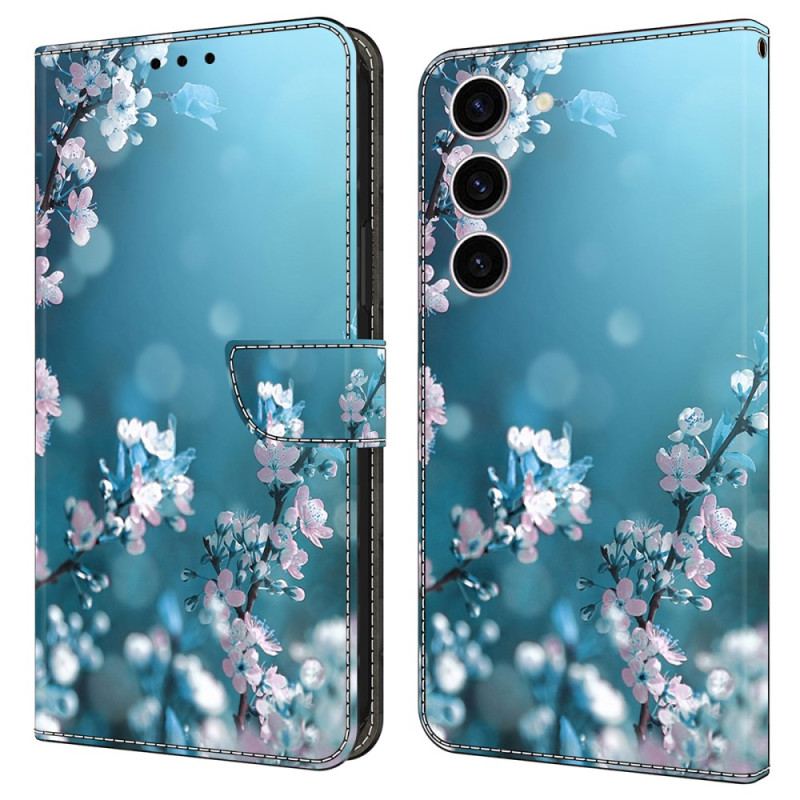 Etui Folio Samsung Galaxy S24 5g Kwiaty Śliwy Etui Ochronne