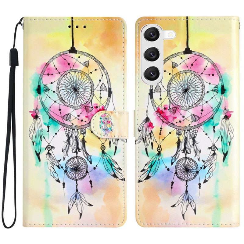 Etui Folio Samsung Galaxy S24 5g Łapacz Snów Na Żółtym Tle Z Paskiem