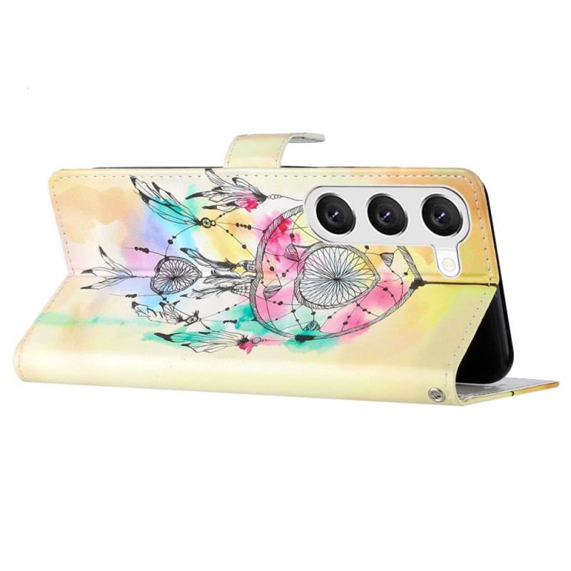 Etui Folio Samsung Galaxy S24 5g Łapacz Snów Na Żółtym Tle Z Paskiem