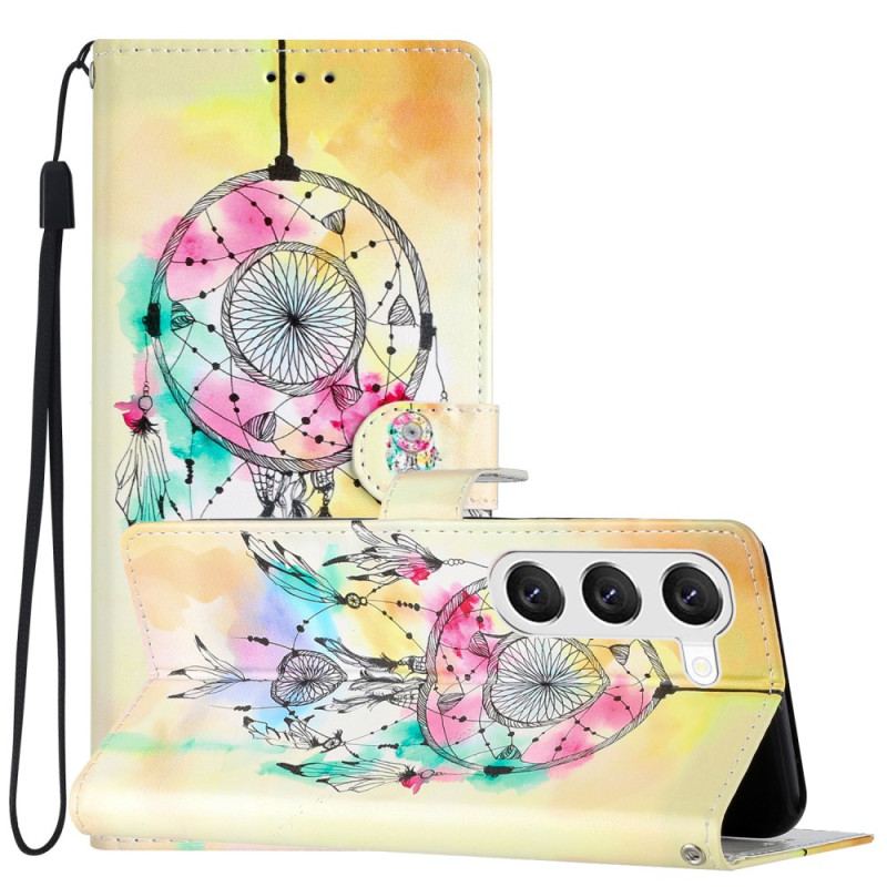 Etui Folio Samsung Galaxy S24 5g Łapacz Snów Na Żółtym Tle Z Paskiem