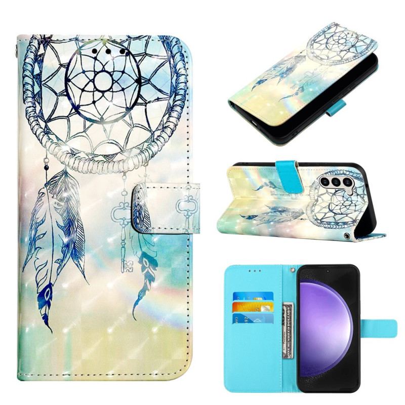 Etui Folio Samsung Galaxy S24 5g Niebieski Akwarelowy Łapacz Snów Etui Ochronne